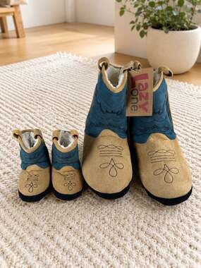 Lazy One Matching Cowboy Boot Slippers Adult Large Infant XS Western Plush Set
